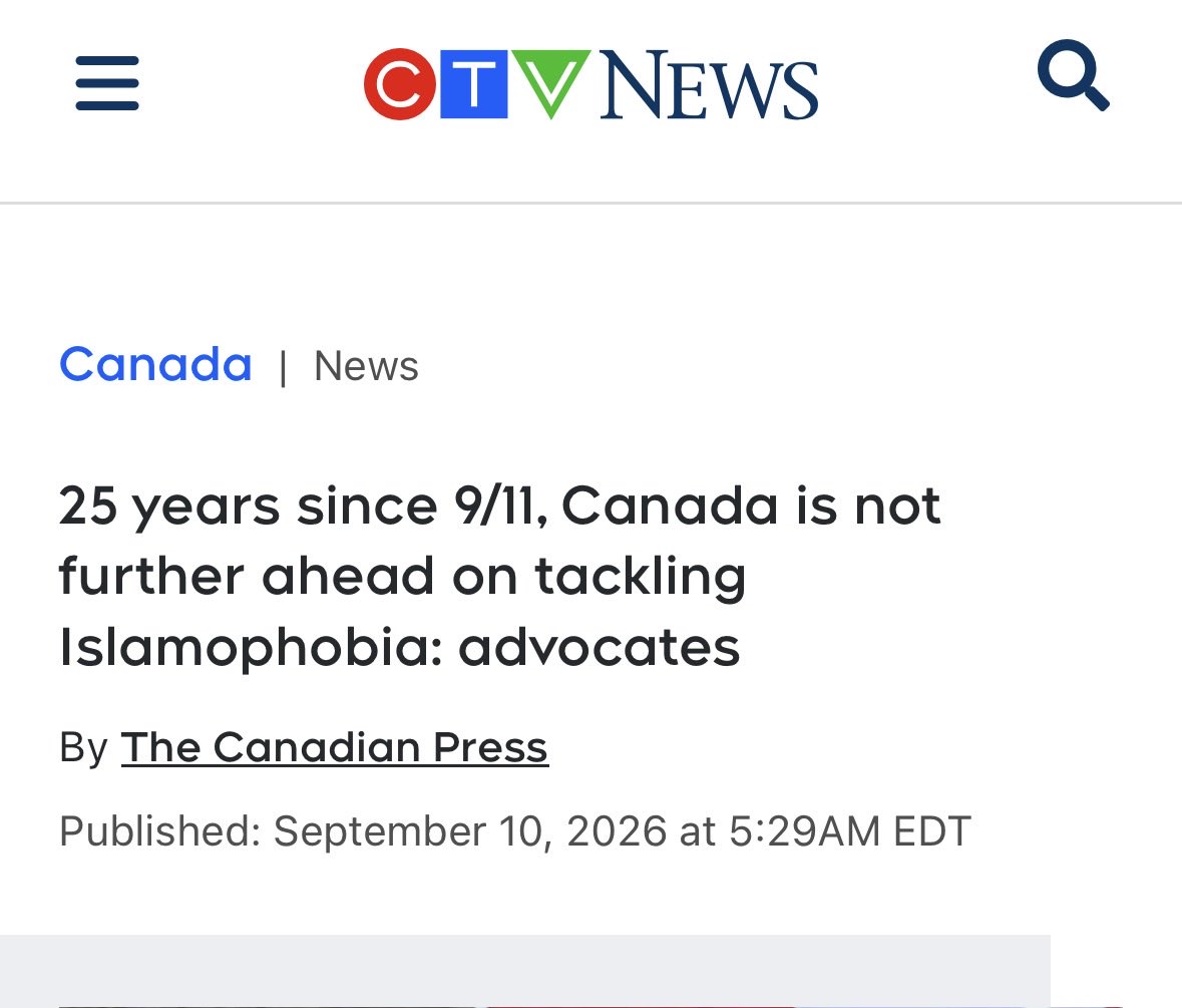 ryangerritsen's tweet photo. CTV has managed to twist 9/11 into an attack on Muslims. 
You can’t hate the media enough. https://t.co/1lIuTHp9wO