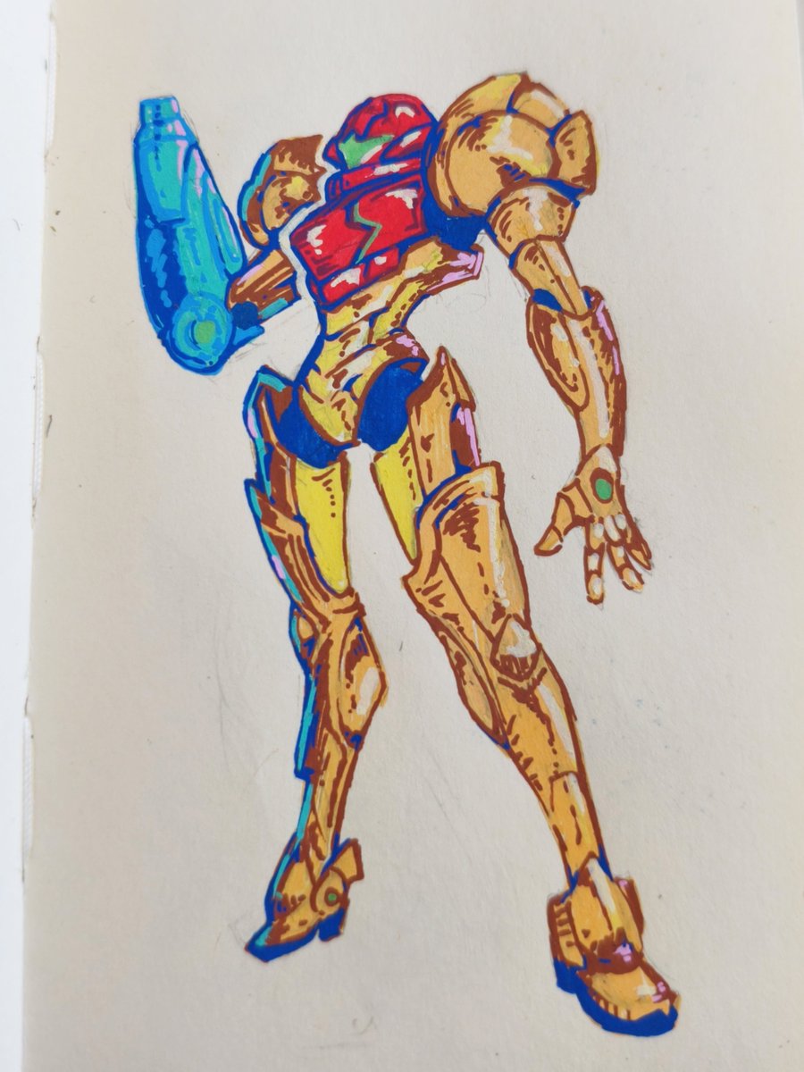 naiaru_'s tweet photo. *cries on not having a switch 2*
Old Samus drawing from my sketchbook 
#metroid https://t.co/hODXAJxIPT