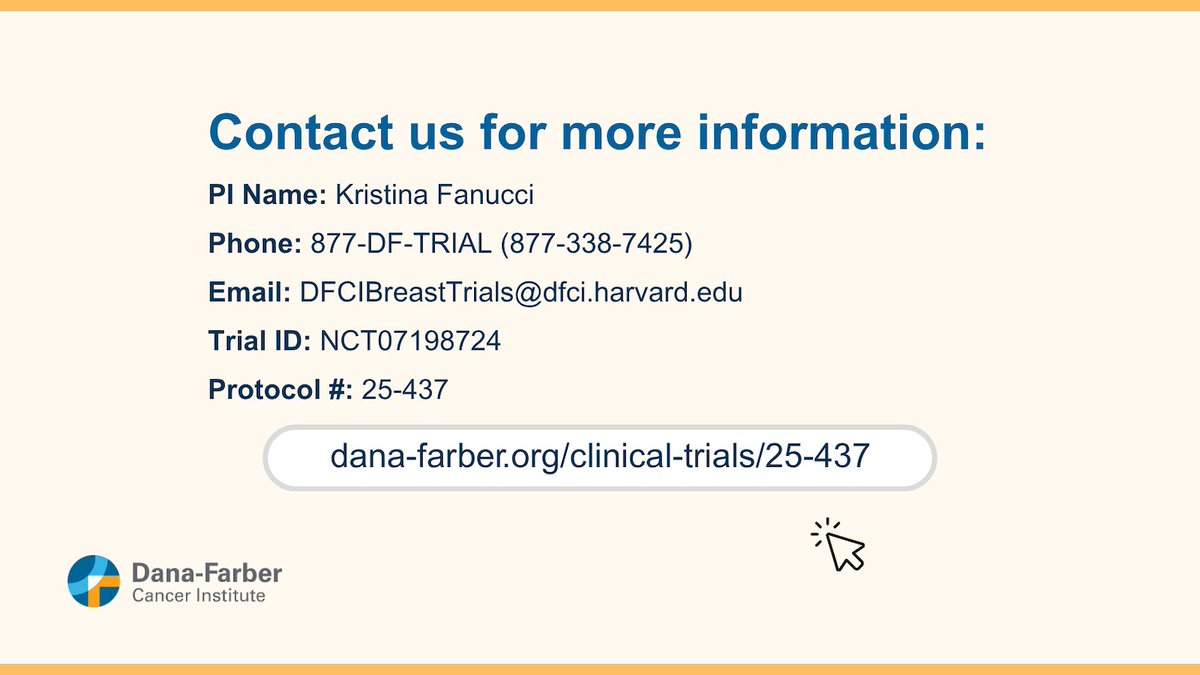 DFCI_BreastOnc's tweet photo. We are now enrolling to the #ERADICATE study!​

This is a phase Ib/II study of #Elacestrant in combination with #TrastuzumabDeruxtecan (T-DXd) for patients with CDK4/6 inhibitor and endocrine-resistant HR+/HER2-low or HER2-ultralow metastatic #BreastCancer.​

To learn more about the #ERADICATE study, call 877-338-7425 orvisit https://t.co/SiyP47T6tI
​
PI: @KristinaFanucci #MetastaticBreastCancer #MBC #ClinicalTrial #BreastCancerResearch ​#TDxd
