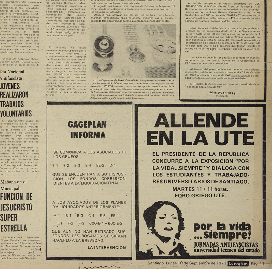 barcata's tweet photo. Diario La Nacion 10 Septiembre 1973. https://t.co/83kgBVAOJo