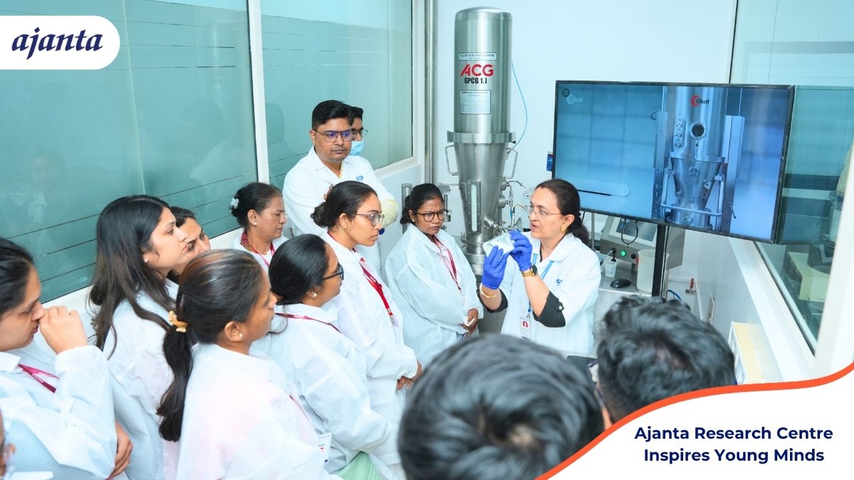 AjantaPharmaLtd's tweet photo. Curiosity grows when young minds get an opportunity to experience science up close. As part of an Academia-Industry Collaboration programme, students from MET Institute of Management visited Ajanta’s state-of-the-art Research Centre in Mumbai. A guided facility tour gave them an opportunity to interact with our teams, observe real-world application of pharmaceutical research and gain insights into the product development cycle.

Faculty members from MET Institute, IES Management College and Lala Lajpatrai Institute of Management also visited the centre under a Faculty Development Programme.

Spread across more than 1 lac sq. ft., Ajanta Research Centre has 850+ diligent scientists working on complex and differentiated formulations. They are supported by Ajanta’s continued investment in research and innovation.