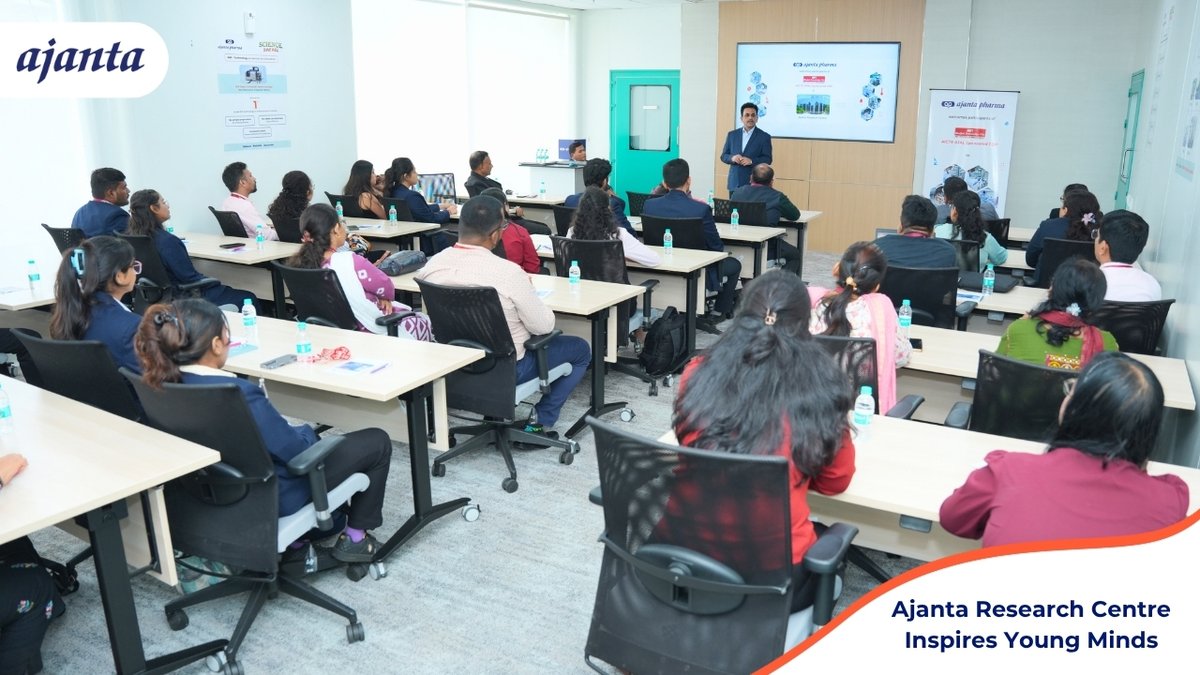 AjantaPharmaLtd's tweet photo. Curiosity grows when young minds get an opportunity to experience science up close. As part of an Academia-Industry Collaboration programme, students from MET Institute of Management visited Ajanta’s state-of-the-art Research Centre in Mumbai. A guided facility tour gave them an opportunity to interact with our teams, observe real-world application of pharmaceutical research and gain insights into the product development cycle.

Faculty members from MET Institute, IES Management College and Lala Lajpatrai Institute of Management also visited the centre under a Faculty Development Programme.

Spread across more than 1 lac sq. ft., Ajanta Research Centre has 850+ diligent scientists working on complex and differentiated formulations. They are supported by Ajanta’s continued investment in research and innovation.