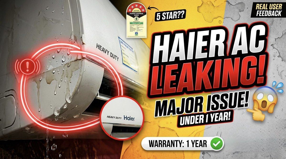 BahootZiddiHoon's tweet photo. Haier AC Water Leakage Issue Within 1 Year | Feedback
https://t.co/ExnhNH4s4K @HaierJapan @IndiaHaier @Haier_Saudi @ThailandHaier https://t.co/hxLxqQBTEC