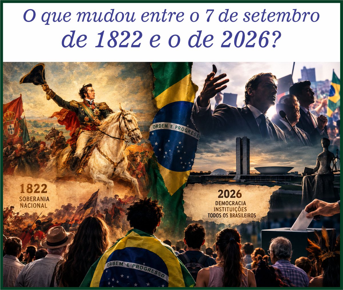 ninomarcati's tweet photo. Em 1822, a dúvida era quem mandaria no Brasil. Em 2026, a questão é outra: como fazer o país pertencer a todos os brasileiros?
Não precisamos de heróis, precisamos de instituições. Confira o artigo: 👇
https://t.co/jieAb6ah3Y https://t.co/Xr4CXeFPmu