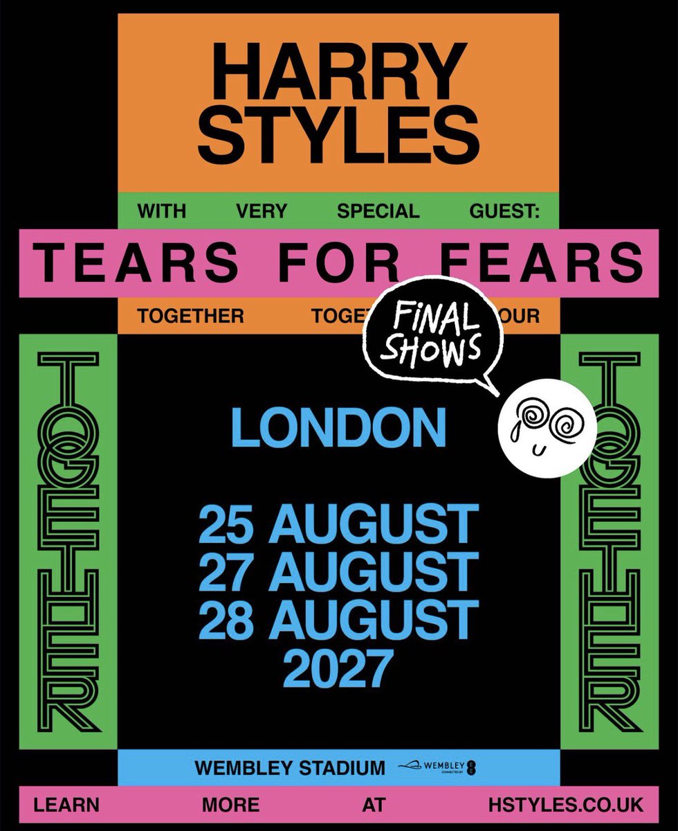 PopBase's tweet photo. Tears For Fears will open for Harry Styles on the final three shows of his ‘TOGETHER, TOGETHER’ tour in London on August 25, 27, and 28. https://t.co/94PdVtfVUu