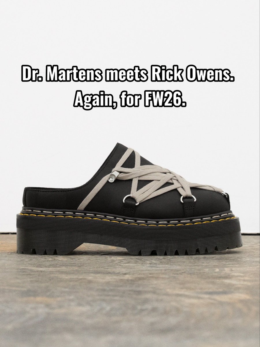 Ovrnundr's tweet photo. Dr. Martens x Rick Owens FW26

• September 18th https://t.co/5ZnhnQspQn