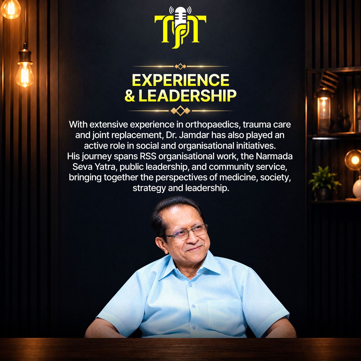 The_FirstTalk's tweet photo. Medicine. Leadership. Service. One powerful conversation. 
Join us for an insightful conversation with Dr. Jitendra Jamdar on healthcare, leadership, social service &amp; society.
📅 Premieres: 12 Sept 2026
#PodcastIndia https://t.co/UWsKYTKD4W