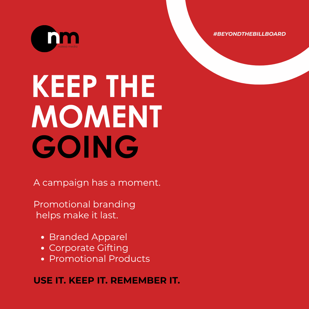 NalesaMedia's tweet photo. Your campaign may end. The brand experience doesn't have to.

Promotional branding gives your audience something tangible to USE. KEEP. REMEMBER.

Make the moment last with Nalesa Media.

#NalesaMedia #PromotionalBranding https://t.co/Bc3Bacmlsm