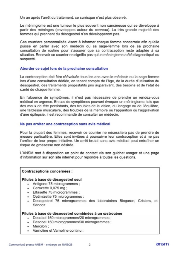 UltimaHoraCR's tweet photo. #MUNDO | La agencia francesa de vigilancia de medicamentos (ANSM) emitió este jueves un comunicado alertando a las mujeres que toman anticonceptivos con desogestrel sobre el riesgo de que este medicamento provoque la aparición de tumores. A través del mensaje, la ANSM instó a las mujeres que toman esos anticonceptivos a consultar a un médico si presentan síntomas como dolores de cabeza persistentes, alteraciones visuales o pérdida de memoria.
https://t.co/woHMRjVE2M