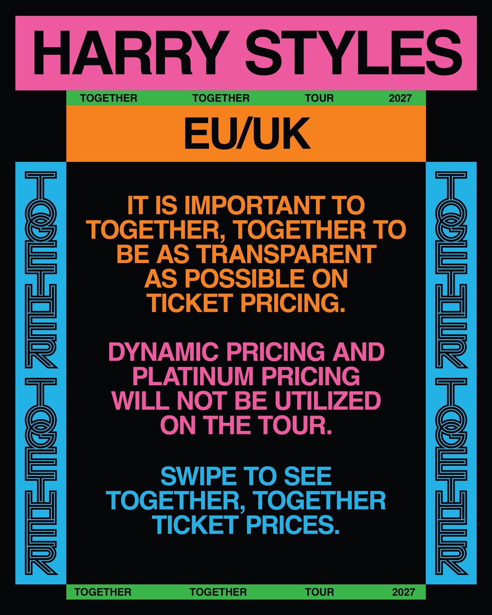 hsdaily's tweet photo. The ticket prices for the UK/EU dates on Together, Together 2027 via HSHQ. 

Dynamic and Platinum prices will not be used for this tour. https://t.co/vgnzxxWWBx