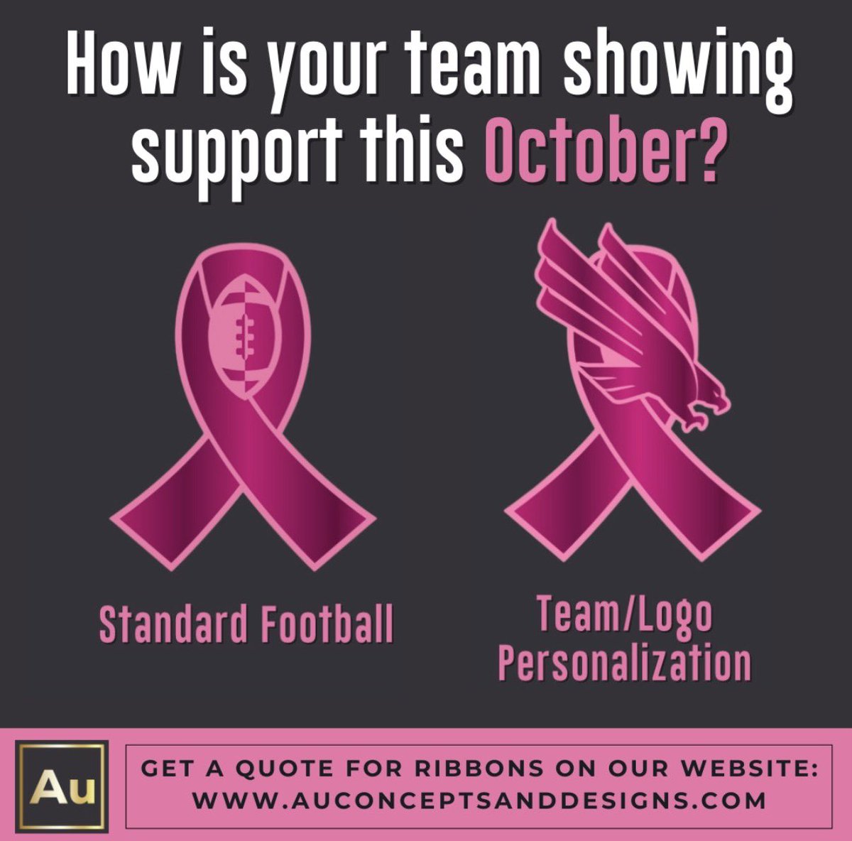AuDesigns's tweet photo. Support the cause with pink this season. π Order your Breast Cancer Awareness Decals on our website today to get them in time for October. #breastcancerawareness #Au #CustomizeYourLegacy https://t.co/VhFHh4C8u4