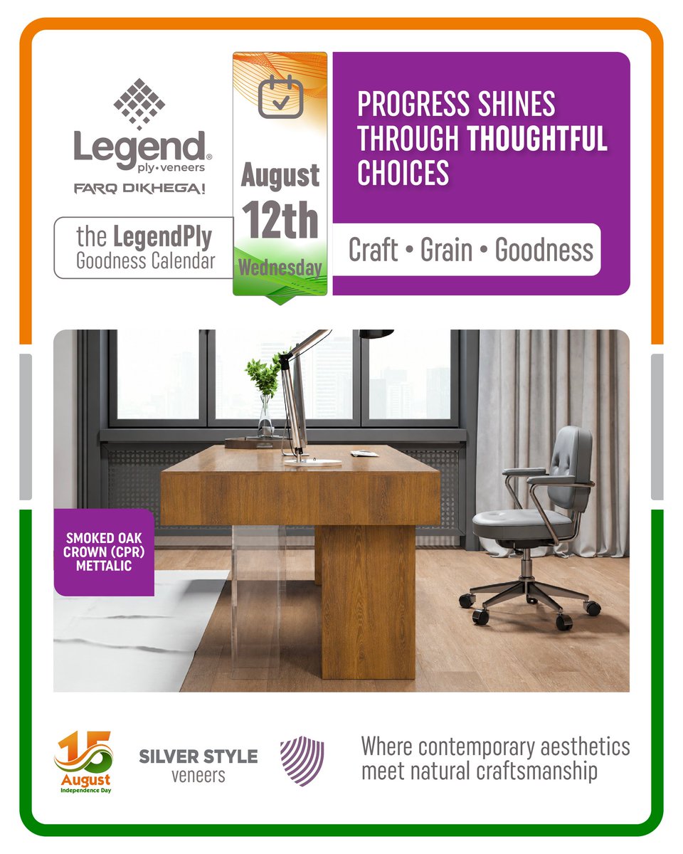 MarcoReidewv's tweet photo. Freedom Legacy Pride - Progress shines through thoughtful choices 
The LegendPly Goodness Calendar - August 2026 
Craft • Grain • Goodness 
Legend Ply &amp; Veneers 
The difference will show! For more information, call us at +91 86070 71515 or email https://t.co/uc1FEPQCid