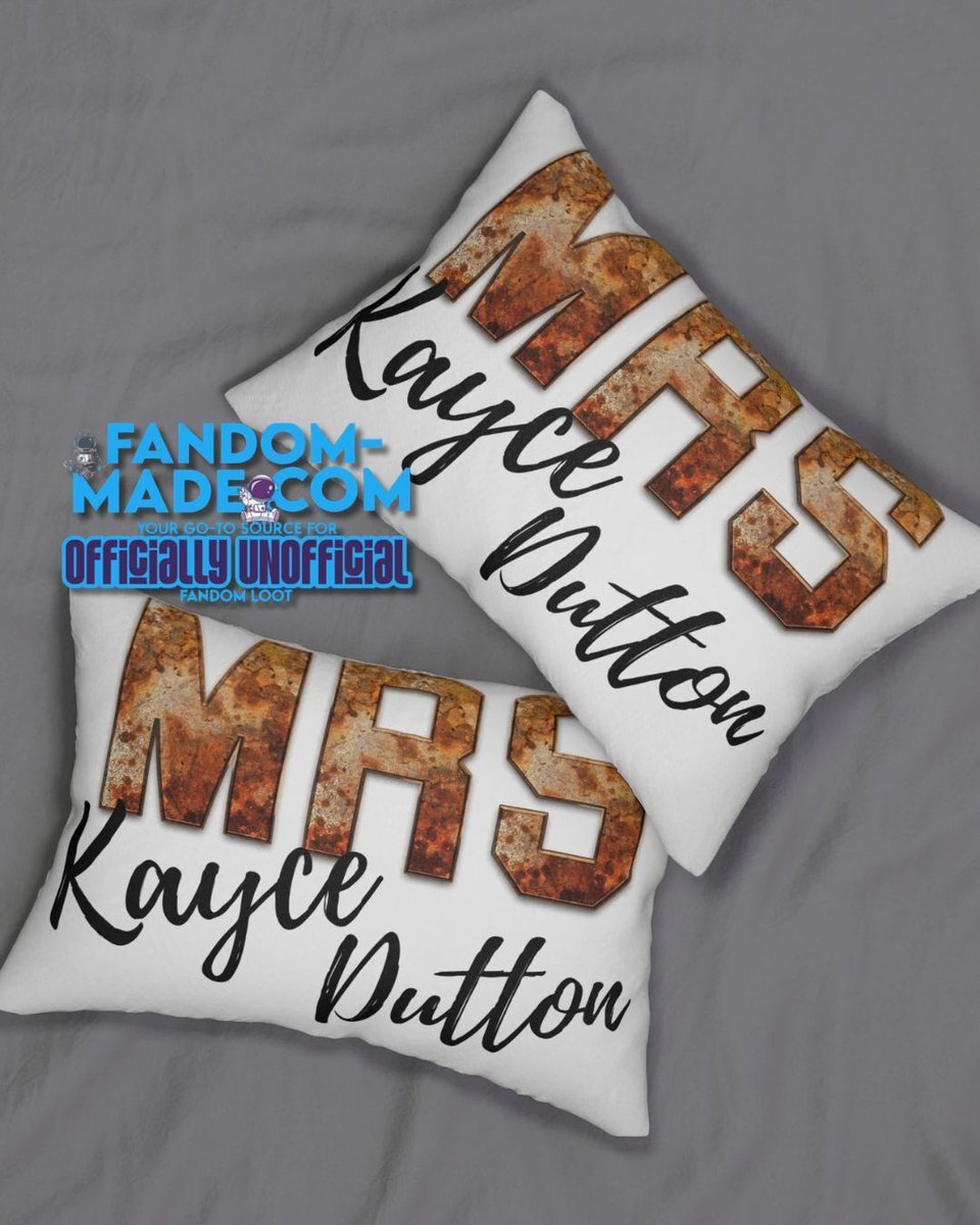 FandomMade's tweet photo. Looking for a way to claim your imaginary husband? Look no further than the Mrs. Kayce Dutton Pillow at https://t.co/mVtKqDg49F!
Snuggle up with your TV crush in style and comfort.
#kaycedutton #yellowstone #lukegrimes #fandommade #fandomaniacs https://t.co/bCGiOCSIqr