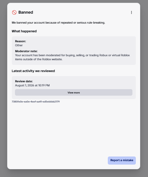 TempesttDev's tweet photo. Roblox Terminated my account alleged off-platform Robux trading.

I had over 5.2 Million Robux on the account as one of the top developers on roblox. I worked on the 2nd best shooter game on Roblox.

My appeal were being rejected and giving the same A.I Responses from the tickets I made. Multiple of the top developers I know have been terminated over this. Hopefully @robloxdevrel fixes this issue.

#roblox #robloxdev