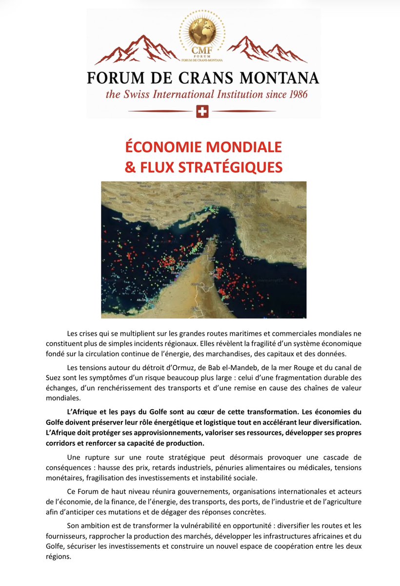 Image for the Tweet beginning: Forum de Crans Montana @CransMontanaF