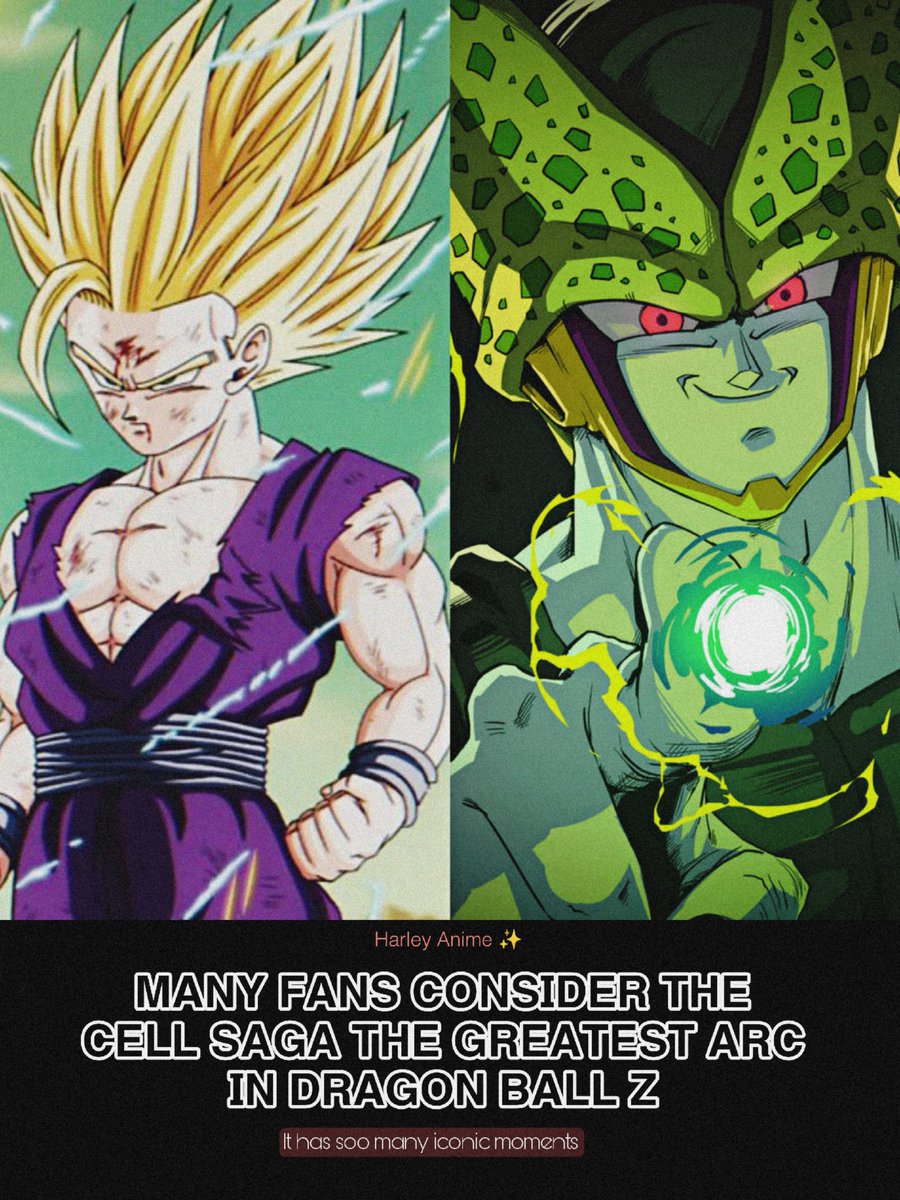 dbs_10_10's tweet photo. The Cell Saga gave us some of the most unforgettable moments in Dragon Ball history Future Trunks' arrival, the rise of the Androids, Cell's evolution, and Gohan's legendary Super Saiyan 2 transformation. https://t.co/wh6JZSsy4R