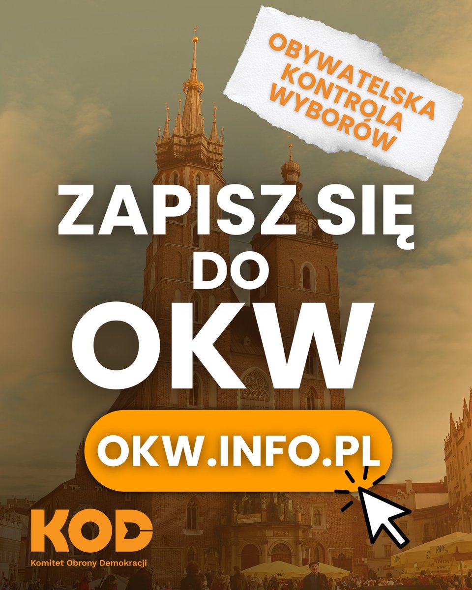 Kom_Obr_Dem's tweet photo. W październiku 2023 roku zrobiliśmy wspólnie kawał świetnej roboty. 🔥🔥🔥

🟠 Dzięki Waszej czujności i obecności w lokalach wyborczych udowodniliśmy, jak wielką siłę ma społeczna kontrola. Pokazaliśmy, że przejrzyste procedury to fundament zaufania do wyborów.

🟠 Przed nami kolejne niezwykle ważne głosowanie - wrześniowe wybory na Prezydenta Krakowa. Niezależnie od emocji towarzyszących kampanii i tego, jaki padnie werdykt, Kraków zasługuje na spokój. A ten spokój daje tylko jedna rzecz: absolutna pewność, że każdy pojedynczy głos został policzony prawidłowo.

🟠 Dlatego w ramach Obywatelskiej Kontroli Wyborów (OKW) ruszamy z rekrutacją obserwatorów na krakowskie wybory. 

❗ Jeżeli jesteś już zarejestrowanym obserwatorem wkrótce otrzymasz od nas maila z zaproszeniem do włączenia się do najbliższej kontroli, 
❗ jeśli jeszcze nie jesteś obserwatorem wejdź na stronę https://t.co/2LiW9njsT7 i dołącz do nas!

#WyboryBezPicu #polityka #kraków #OKW #ObywatelskaKontrolaWyborów