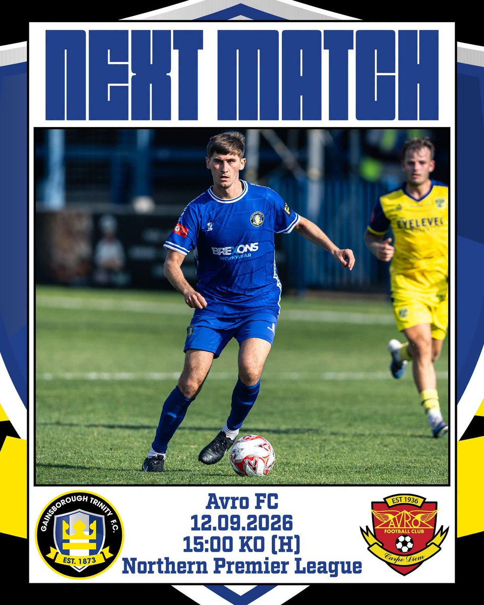GainsTrinityFC's tweet photo. "There's only one real Wilcox" πβ½
It's gameday on Saturday, so head down to the Kal Group Stadium and see the one and only Russ Wilcox lead the #HolyBlues out for a 3pm kick off versus @AvroFC!
Tickets are Β£13 Adults, Β£10 Concessions, Β£5 U16s. https://t.co/KSG06gPqac