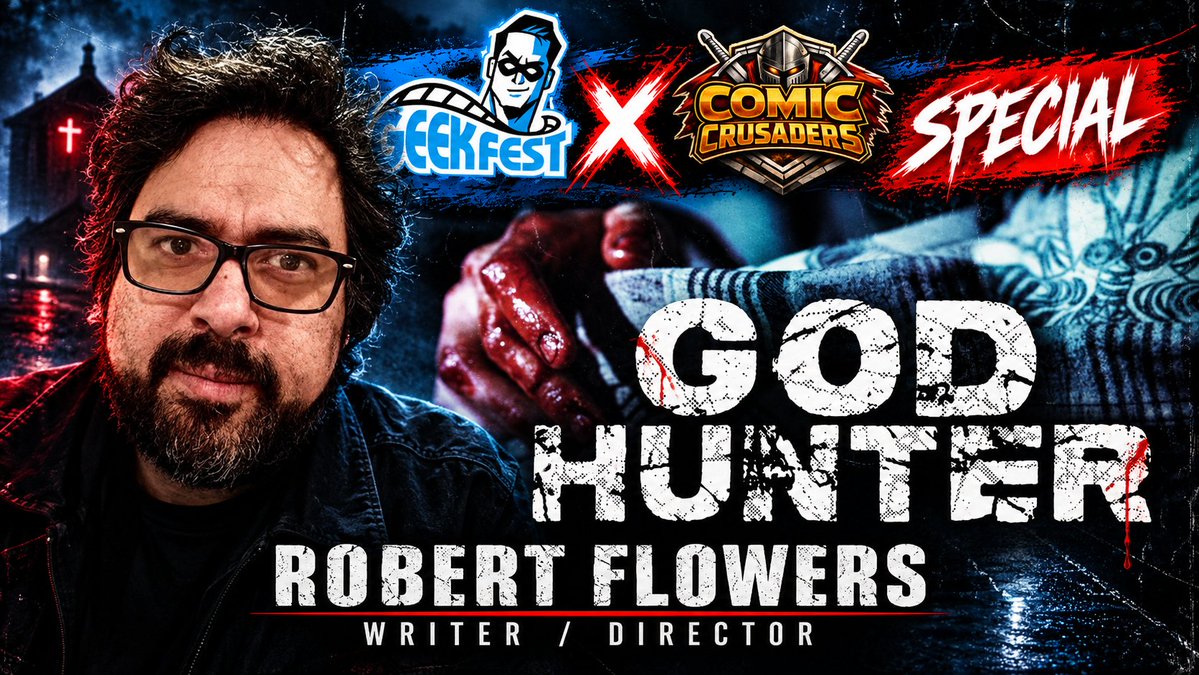 ComicCrusaders's tweet photo. TODAY WE'RE OPENING THE WRONG DAMN GATEWAY!

Writer/director Robert Flowers joins Al Mega for a GeekFest x Comic Crusaders Special to talk GOD HUNTER!

Seven supernatural gateways have appeared around the world. Beings from myth and folklore are crossing into our reality. And what does humanity do? Apparently, we start trafficking them. Yeah... we're getting into THAT.

We're talking GOD HUNTER, building an urban-fantasy universe, crime, mythology, action, indie filmmaking, Robert's festival journey and his plans to expand this 12-minute short into something much bigger.

LIVE TODAY at 3 PM ET! ---> https://t.co/rFmAmv6HZo

Come hang with us, bring your questions and support original genre filmmaking.

GeekFest x Comic Crusaders Special #GodHunter #RobertFlowers #GeekFest #ComicCrusaders #IndieFilm #UrbanFantasy #ShortFilm #Filmmaking #GenreFilm @RobertFlowersTV  @GeekFestLA