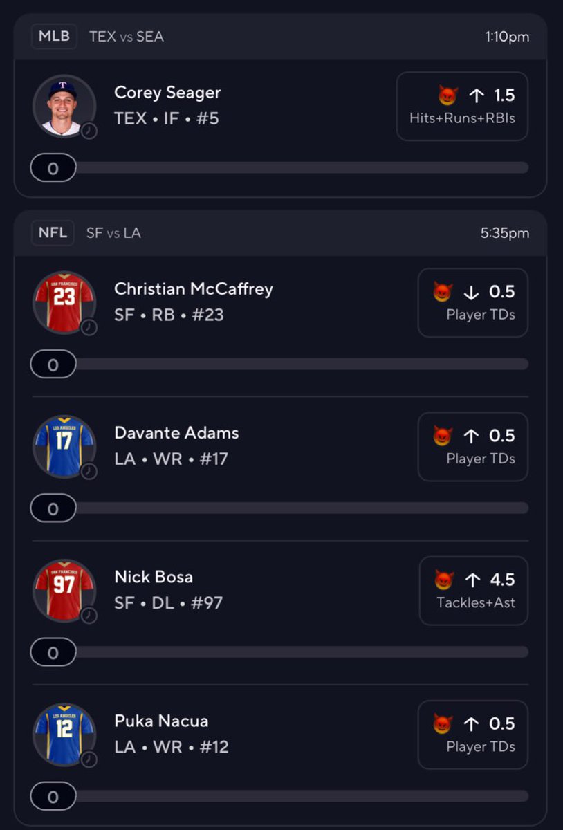 BET24HQ's tweet photo. 🔥 Slate's loaded and the picks are in 🔥
MLB kicks it off with Seager riding a hot streak — smooth swing, smooth money 💪⚾
Then NFL Sunday brings the fireworks: CMC grinding, Tank Dell... err Davante Adams stretching the field, Bosa wrecking backfields, and Nacua doing Nacua things in the red zone 🏈💥
Lock in, trust the numbers, and let's ride 🎯🚀🔒
📈 TEX vs SEA • 1:10pm
📈 SF vs LA • 5:35pm
Who's tailing? 👇🎰🔥