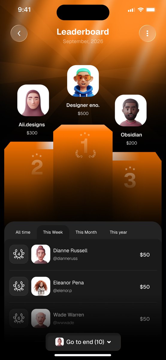 enodoesuiux's tweet photo. Leaderboard mobile app design. https://t.co/vE8976xuye
