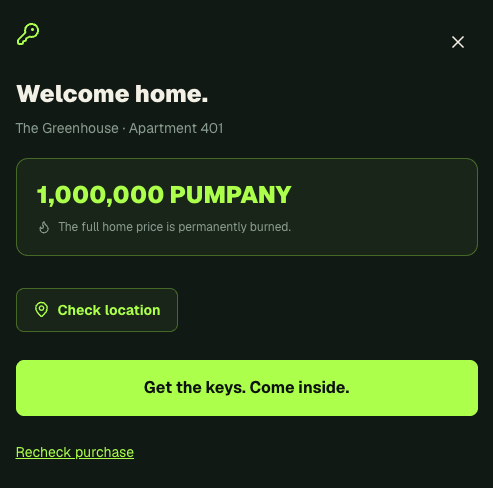 Pumpany_PF's tweet photo. I just bought a Penthouse within Pumpany,
1.000.000 tokens burned. 🔥

Get your house now. https://t.co/qq398MYCzc