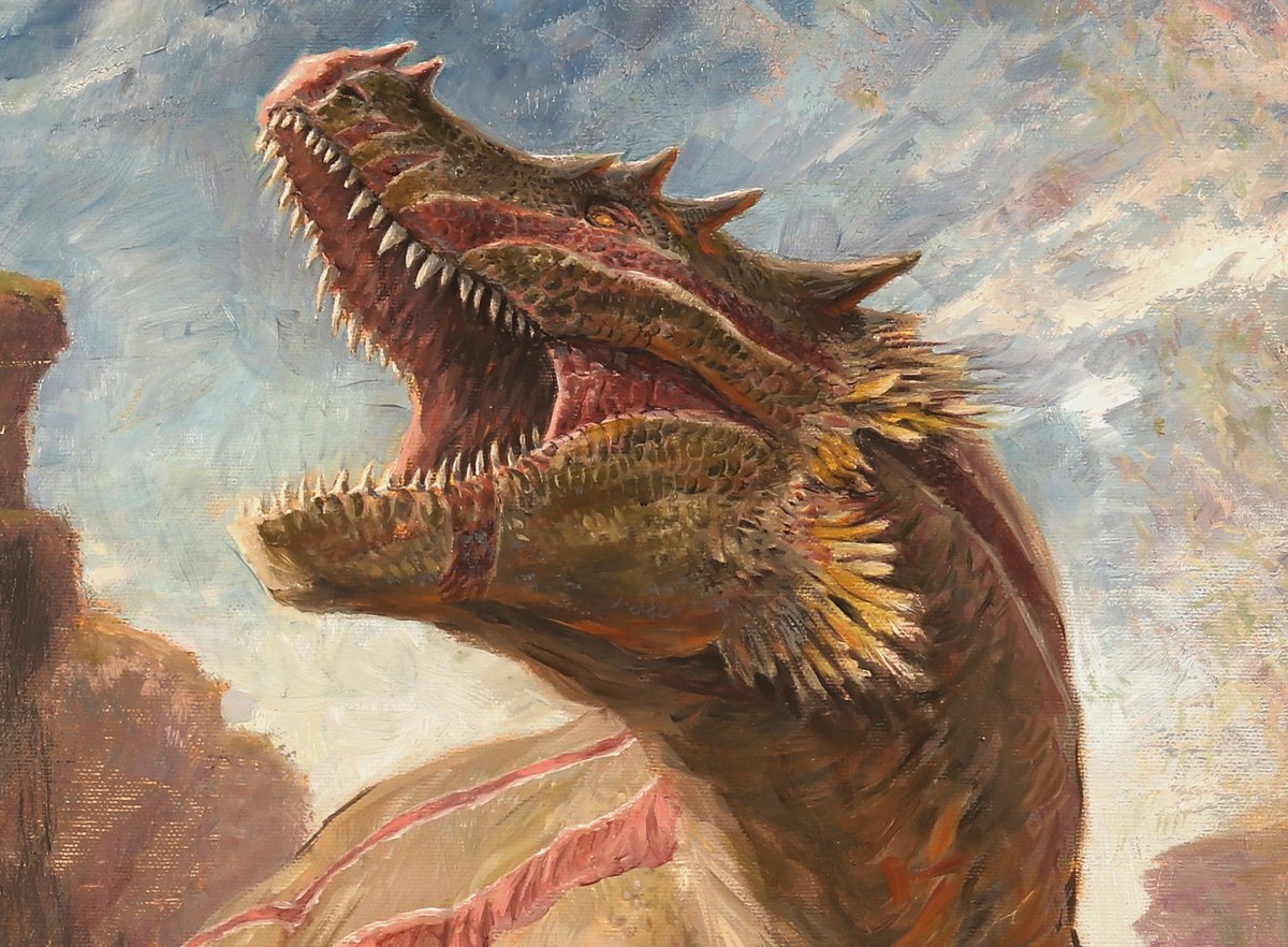 AJManzanedo's tweet photo. Ghalta the Unstoppable
Details of my original oil on canvas for MTG's Reality Fracture set.
The piece is active at auction in the Facebook MTG Art Market group. Link in my bio. https://t.co/DC5WduGbBu