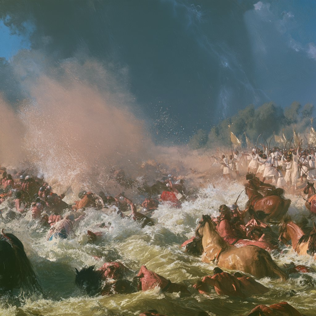 bholekabhagatt's tweet photo. The drowning of the ten-king confederacy in the Paruṣṇī https://t.co/j0d8K5fJHk