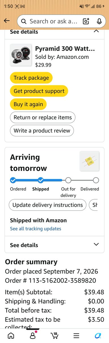 jeffre992's tweet photo. Wow Amazon I bought this on September 7and taking a week https://t.co/3uCOR826lO
