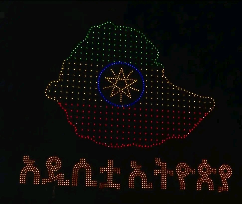 fanatelevision's tweet photo. 2019 E.C. in lights ✨🇪🇹

A glimpse of the dazzling drone show lighting up Ethiopia’s night sky as the country welcomes the Ethiopian New Year.

#Ethiopia #EthiopianNewYear #2019EC #NewYearCelebration #EthiopiaSeen https://t.co/oQHhOVrDh0