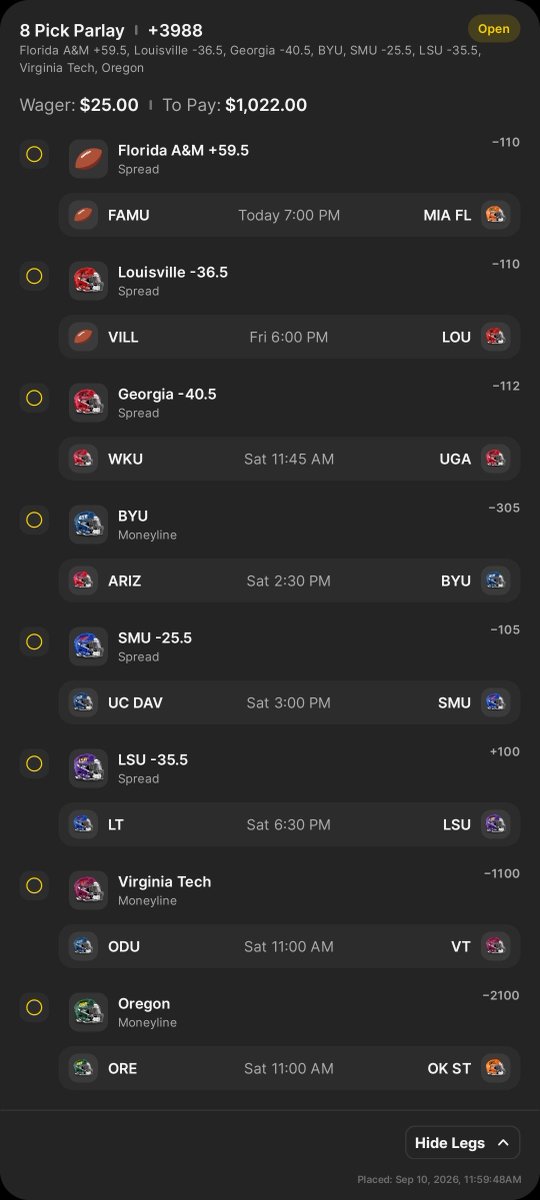 Tim_McMurder_85's tweet photo. Feeling good with the my reads! @Playbook @DraftKings #sportsbetting #CFB #collegefootball #betting

https://t.co/tYeAoVm8J6 https://t.co/ZzbXLv78fS