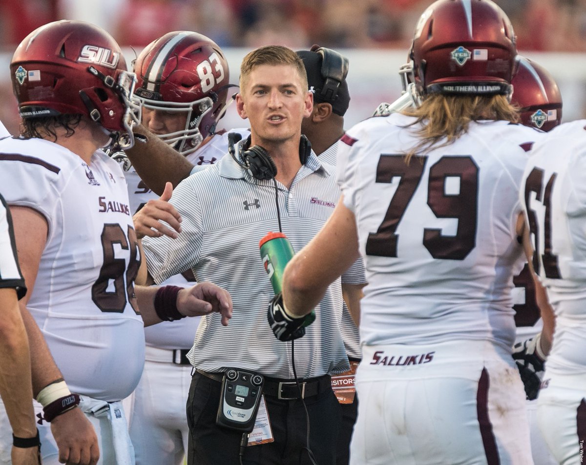 _LukePMartin's tweet photo. Coach Hill's profile keeps getting more impressive.

119 games as head coach (56 wins ✌️ all time at SIU)
52 games as a player on the roster (RS in 2004, '05, '06, '07)
23 games as an assistant coach (2014, '15)

194 games involved with Saluki Football. Staggering number. https://t.co/J9zHeosuqz