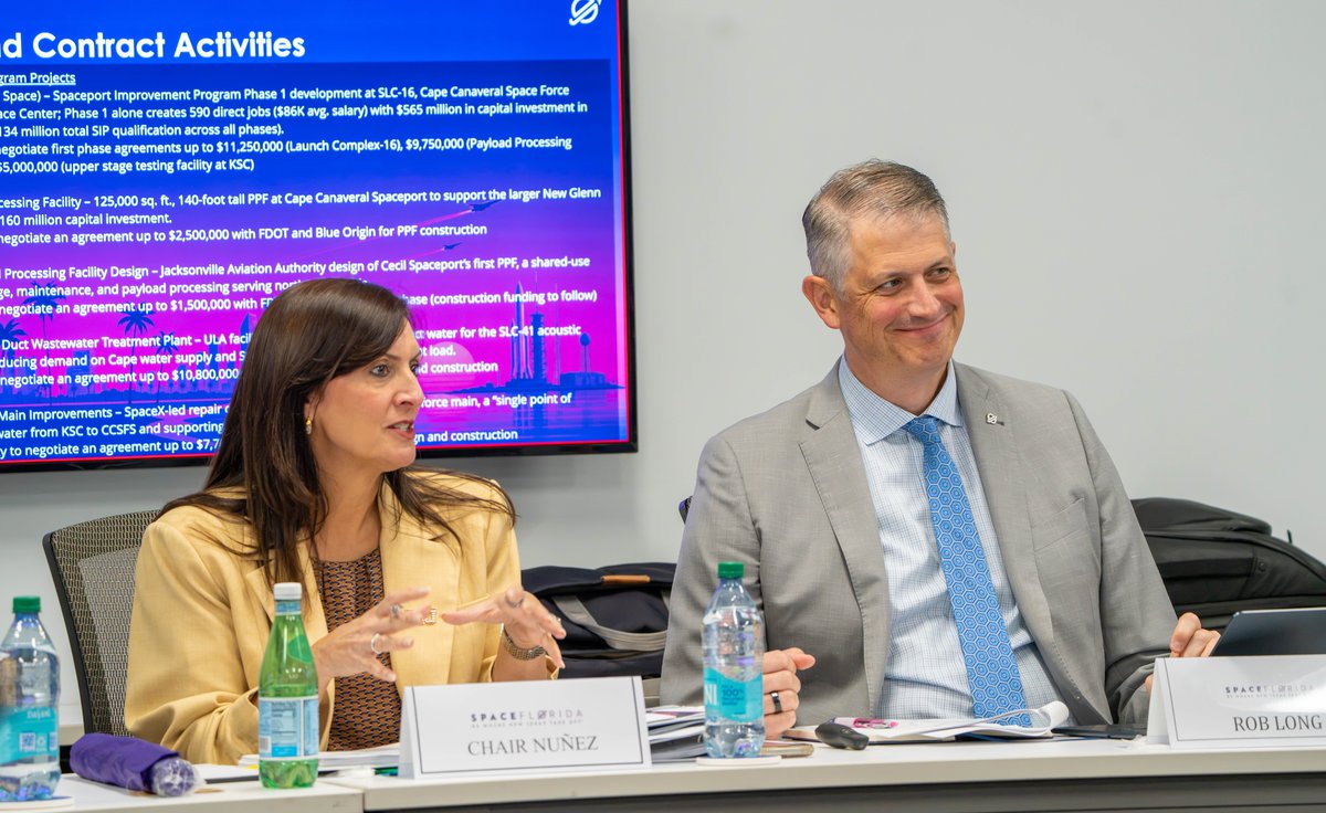 SpaceFlorida's tweet photo. Thank you to everyone who joined today's Space Florida Board of Directors meeting. A special thanks to @FloridaAtlantic and FAU President Adam Hasner for hosting us, and to Representatives @ChipLaMarca and @RepSkidmore for being with us. Grateful for these partnerships as we continue building Florida's aerospace economy.