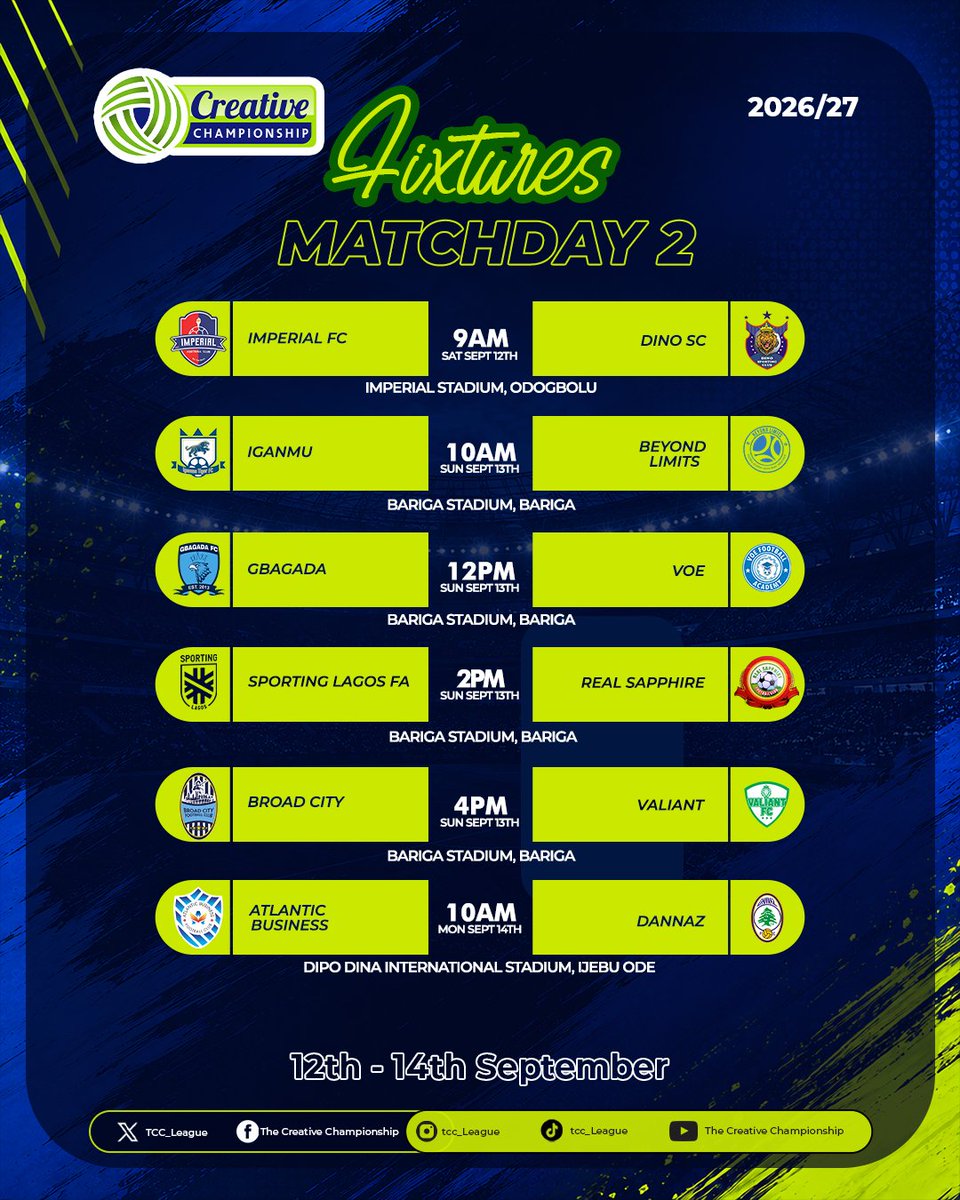 TCC_League's tweet photo. Massive fixtures ahead in Matchday 2 of the TCC League!
Which team are you backing?
#TCCLeague27 #TCCSeven #TCC https://t.co/TxnyCag4VU