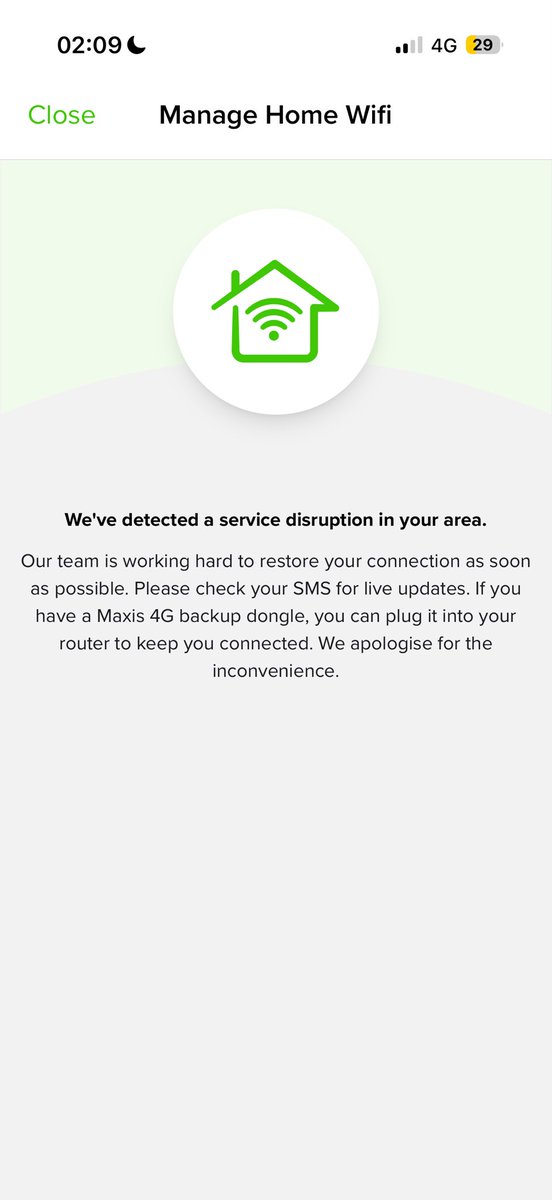 4SH0B0lZ's tweet photo. @MaxisListens Disruptive servuce at Taman Nirwana on 11 Sept around 2 AM, please restore asap https://t.co/TEKdxnSLBk