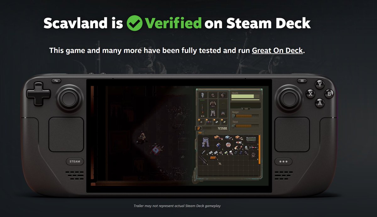 Scavland_'s tweet photo. 🎮 WE’RE STEAM DECK VERIFIED! 🟢✅

Another huge milestone for Scavland!

Steam has officially reviewed the game, and that beautiful green checkmark is now ours.

Explore Zalesye. Survive the Mist. Now officially Steam Deck Verified. ☢️

Thank you, Vultures! ❤️ https://t.co/c19R60FYX9