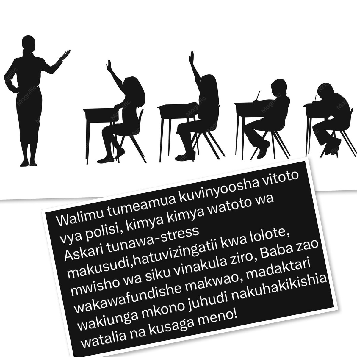 MariaSTsehai's tweet photo. Walimu wanatuma salamu kwa madaktari 
Nchi imevimba hii alafu polisi bado mnaendelea kutunisha misuli mtaani?
Acheni ❌ hamjui watu walivyo na maumivu
Mnazidi kuongeza chuki! 

Eniwei tatizo nikiwashauri  machawa wanakuja kuwapeni bichwa! Hawa mabosi wenu wanaowatuma watoto wao wanasoma nje na kutibiwa nje! 
#TutaelewanaTu lakini!