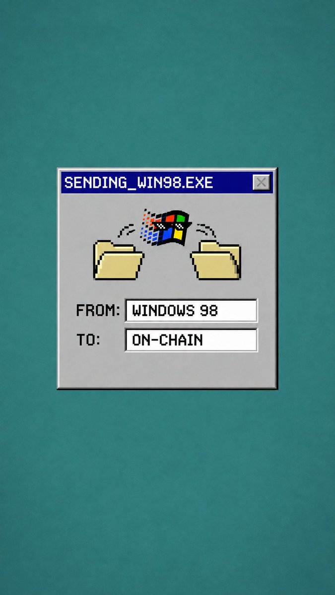 WIN98CTO's tweet photo. The transfer took 28 years.

Windows 98 has officially arrived onchain.

$WIN98 https://t.co/WT7xrCVoI9
