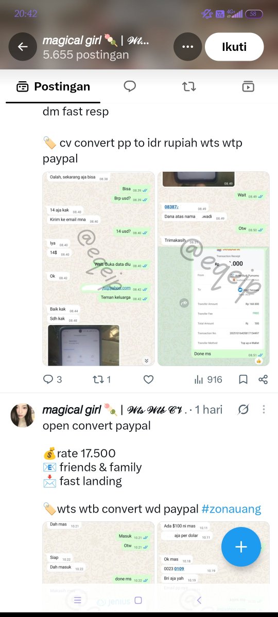 numpanglewatnih's tweet photo. Scam CV Paypal guyss 😂 untung agak curiga jadi cv dikit dulu wkwk @eqeip 
cv paypal usd to idr
cv paypal idr to usd jasa convert paypal usd to idr
#zonauangㅤ
#cvpaypal 
#convertpaypal https://t.co/Cyv9UFt2CA