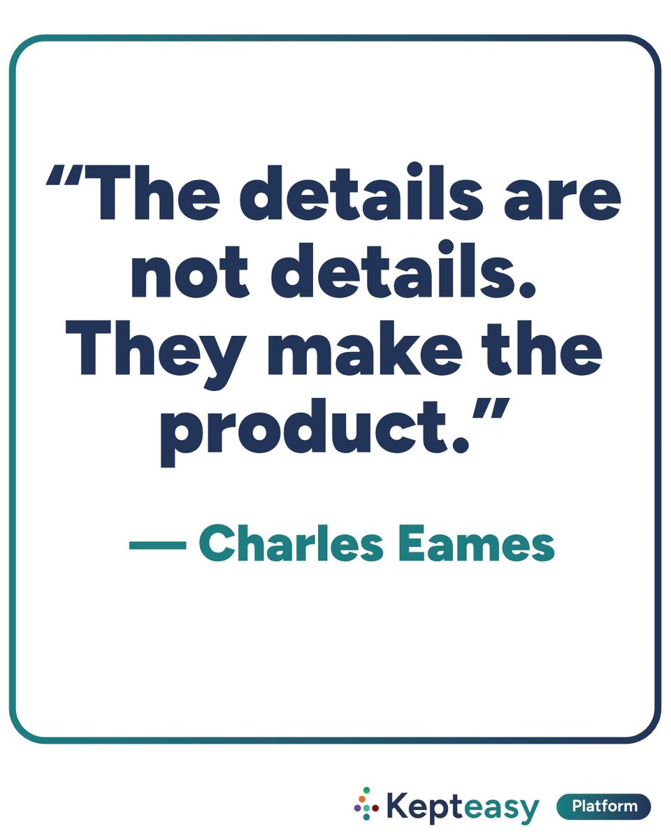 kepteasy's tweet photo. True of design.
True of software.
True of service.
True of the client experience.
#ThursdayQuote #Design #Craftsmanship #ClientExperience #Kepteasy #KepteasyPlatform https://t.co/SHHGElCe1K