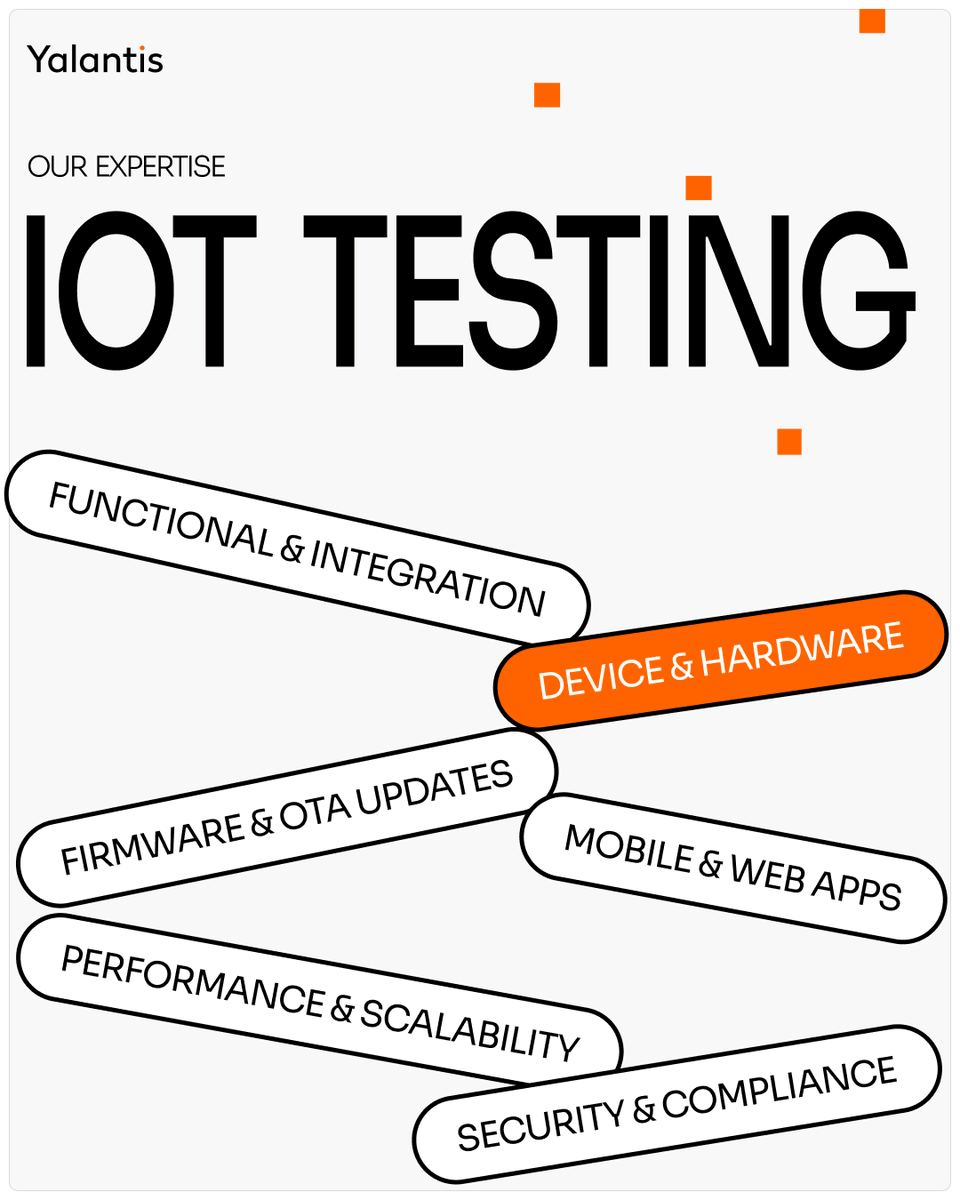 yalantis's tweet photo. Passing every component test doesn’t mean your IoT product is ready to ship.
A device can work perfectly on the bench and still fail during an OTA update, under unstable connectivity, or as the fleet scales.
See what your IoT testing strategy might be missing ⬇️ https://t.co/jukrNrhTRJ