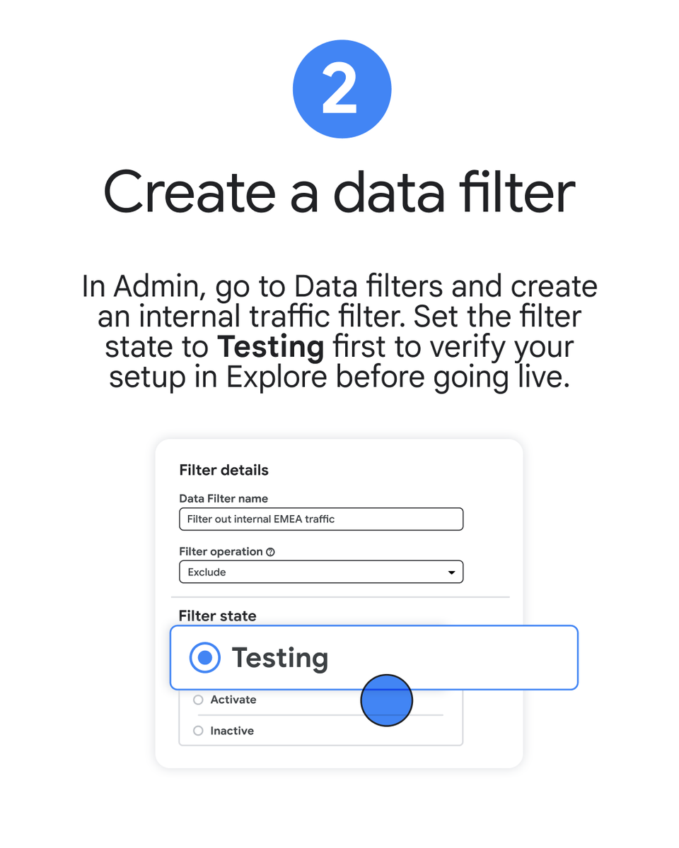 googleanalytics's tweet photo. Is team site activity skewing your conversion rates? 

Clean up your reporting metrics in Google Analytics by filtering out internal traffic 👥 

Learn more about the step-by-step setup → https://t.co/Tlioj19Gnr https://t.co/TG4JScElk7