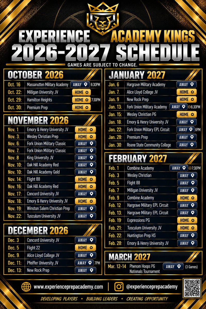 EPAbasketball's tweet photo. 🏀👀 2026-2027 Game Schedule 👀🏀

🚨 Experience Academy with a loaded schedule this season. Check us out 👇🏽 https://t.co/8L2ayGKGuD
