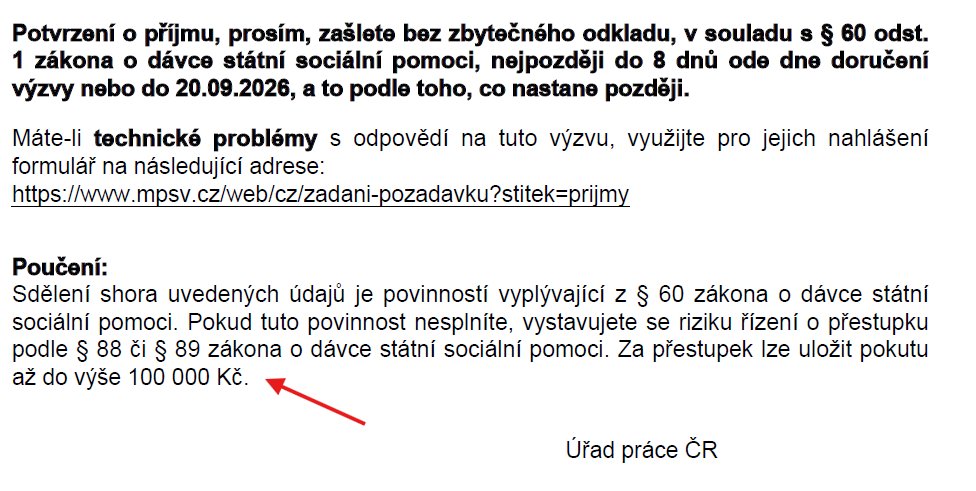 Soleil_cz's tweet photo. „JMHZ nahradí bambilion formulářů!“ 
„Úřady si propojí data!“ 
„Zaměstnavatelům se uleví, konec duplicitního hlášení!“
Ano, sci-fi mám ráda, ale ne to vymyšlené a psané státem.
🚩 Krásné marketingové sliby digitalizace státu v praxi. Jen jaksi zapomněli dodat to podstatné: kdy a koho se to reálné ulehčení vlastně dotkne.
🚩 Realita všedního dne zaměstnavatelů: Úřad práce posílá výzvu podle nového zákona o dávce SSP a chce znovu ručně doložit přesně ty příjmy, které už dávno systémem někde protekly. Lhůta šibeniční (8 dní) a jako třešnička na dortu v poučení: „Za přestupek lze uložit pokutu až do výše 100 000 Kč.“ 
‼️Digitalizace po česku v jedné větě: Stát si data vybere třikrát, propojí si leda tak oddělení sankcí a veškerou administrativu i odpovědnost hodí na zaměstnavatele. Pod pohrůžkou likvidační pokuty, samozřejmě.
⁉️ Kdy přesně měla přijít ta úleva?
To si krásně vymyslel @MJureka akorát že vůbec. Pozdravujeme Trpkoše 🤡
@juchelkaa fajne, ni?!
@DigiMPSV @mpsvcz #JMHZ #digitalizace #mzdy #statnisprava #Jenda