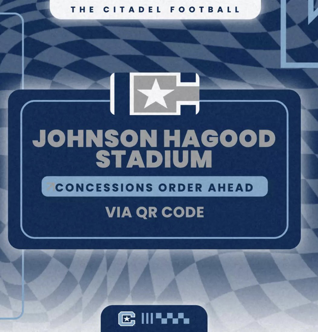 CitadelSports's tweet photo. Skip the lines on game day 🥤🍿 Look for the QR code signs in the concourse to order your concessions ahead! 

Need tickets? 🎟️: https://t.co/acG1z59lXw https://t.co/JwbeMADUAa