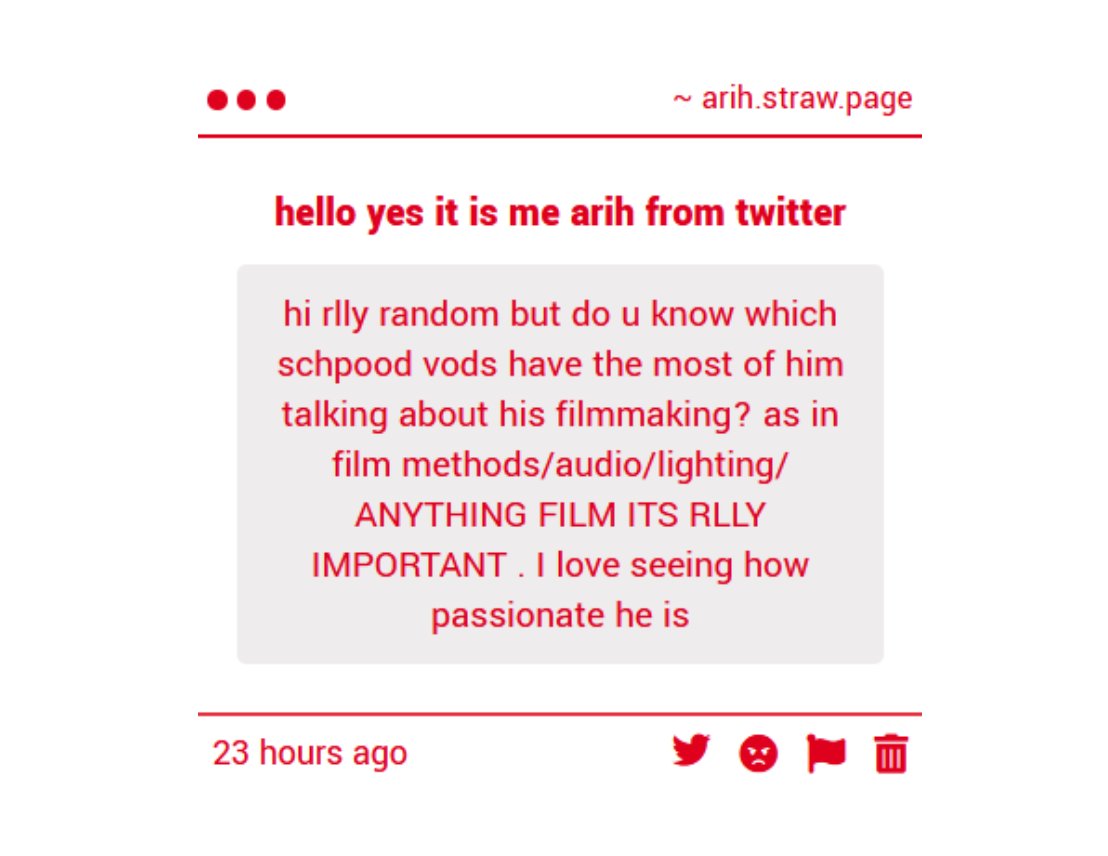 arihcive's tweet photo. hi anon! i feel like best answer i can give to this is that the vod you'd want to watch is his reaction to whitepine. 

i also have other recs below. if other schpoodles see this and have their own recs feel free to reply <3 https://t.co/6m5W9Z6fdA