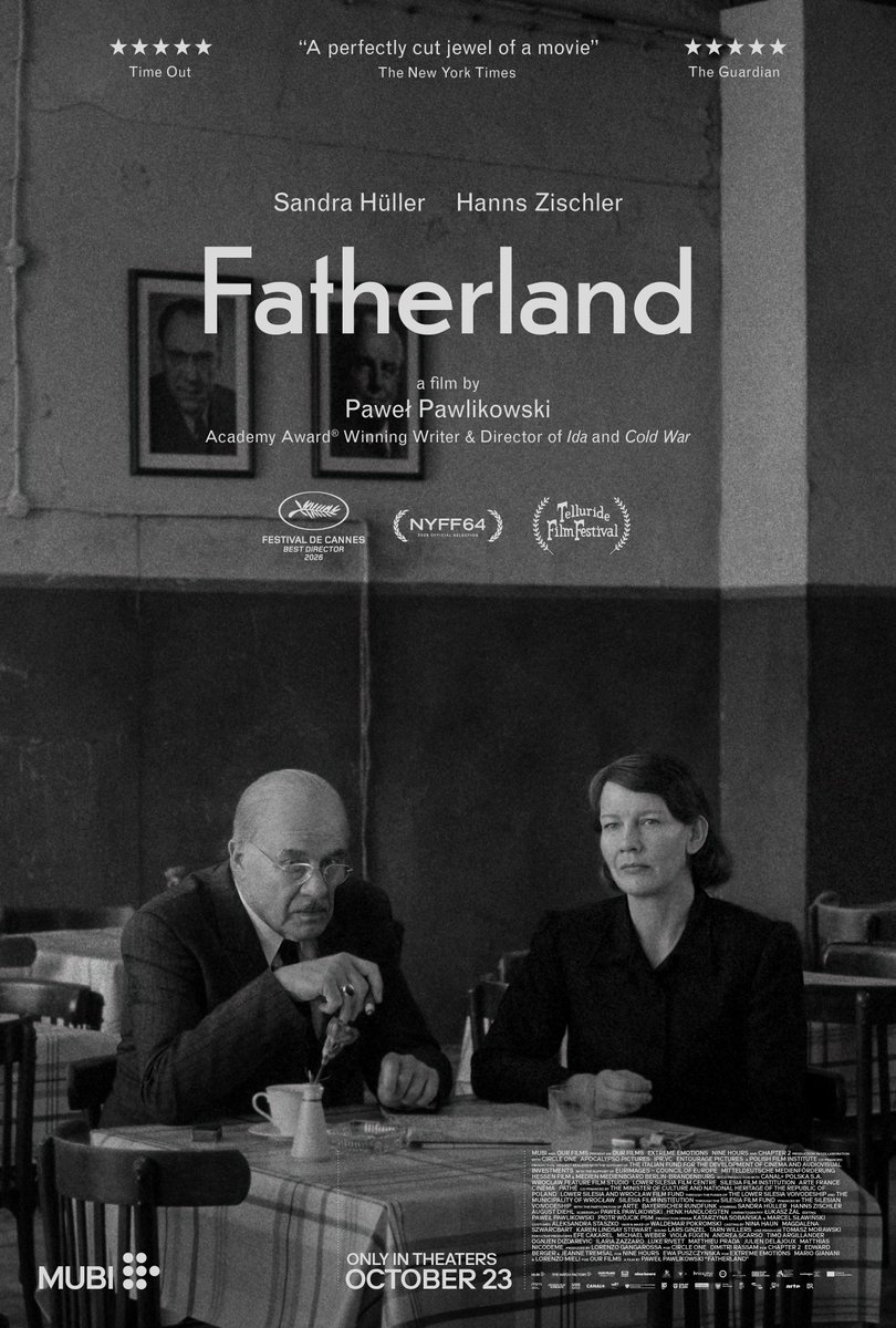 mubi's tweet photo. "Peak Pawlikowski… a masterclass in artistic discipline.” — Deadline

New artwork for FATHERLAND, Pawel Pawlikowski's emotional road trip through post-war Germany. In theaters this October. https://t.co/SXLzX7OZ8e