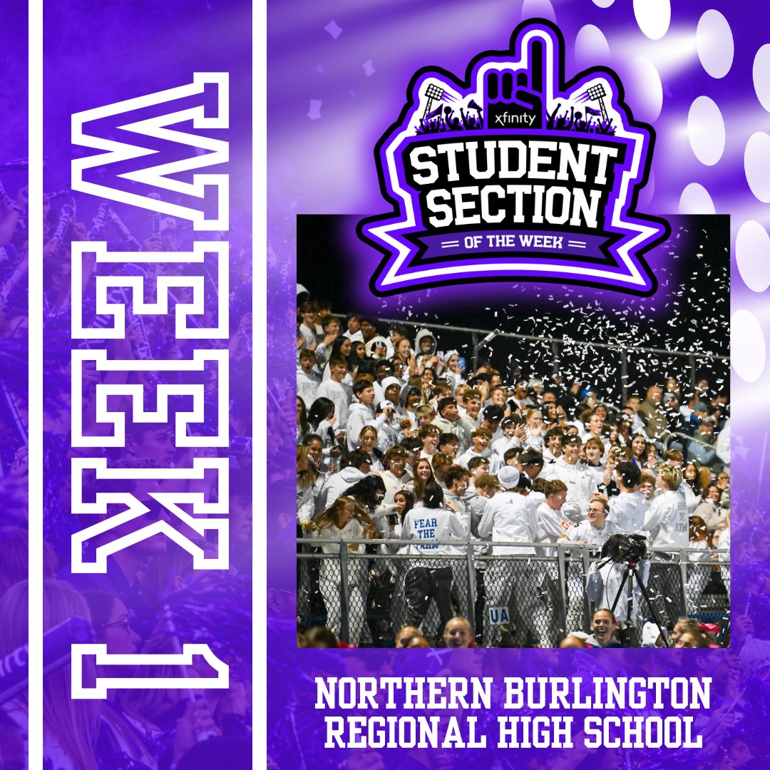 NJSIAA's tweet photo. Congratulations to the Week 1 @Xfinity Student Section of the Week, Northern Burlington Regional High School! @nbcrsd 

Don't forget to nominate your school to be our Week 2 winner: https://t.co/OWSpw2bKLC https://t.co/pnrdI2FlRv