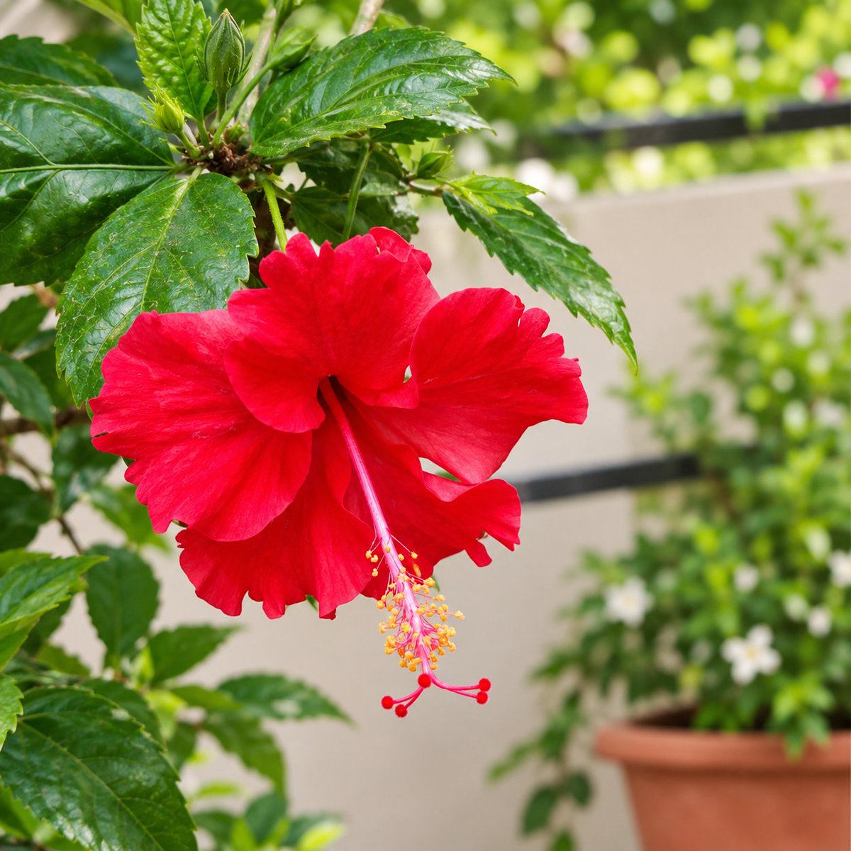 calm_greenry's tweet photo. Vibrant hibiscus steals attention https://t.co/2JmEjnawmz