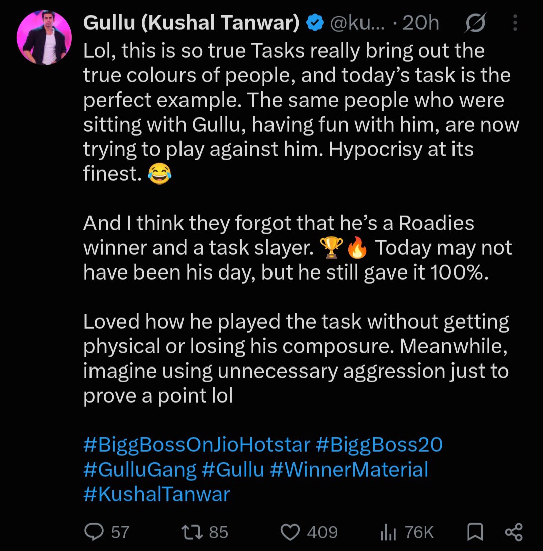 ur_notsofvrt's tweet photo. Ek BiggBoss andar chalta hai to dusra bahar chalta hai.
LMAO😭😭😭

#BiggBoss20 #BB20 #gullu #kushaltanwar #ScoutOP https://t.co/0qZmyWiEkz